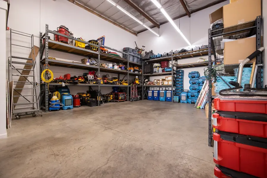 Highly Skilled Water Damage restoration equipment staged for a Torrance, CA job