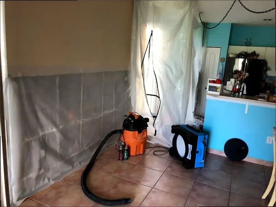 Bathroom and shower pan leak water damage dried in a Torrance, CA home