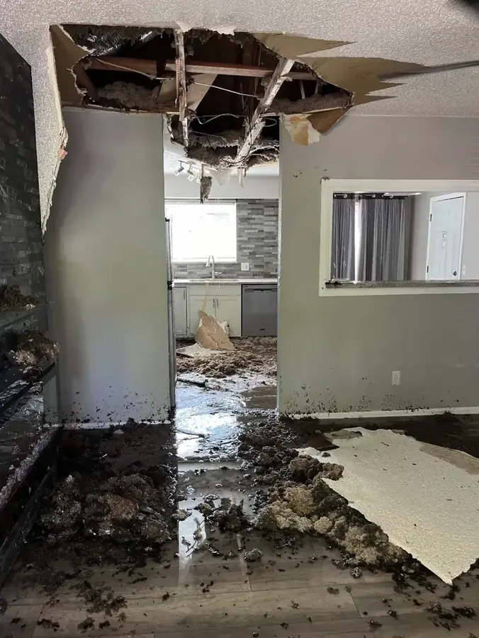 Ceiling leak water damage in a Torrance, CA home