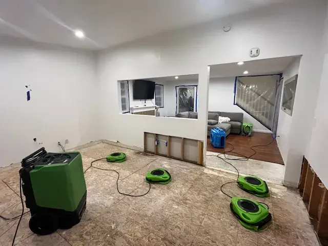 Dehumidifiers and air movers drying a Torrance, CA room